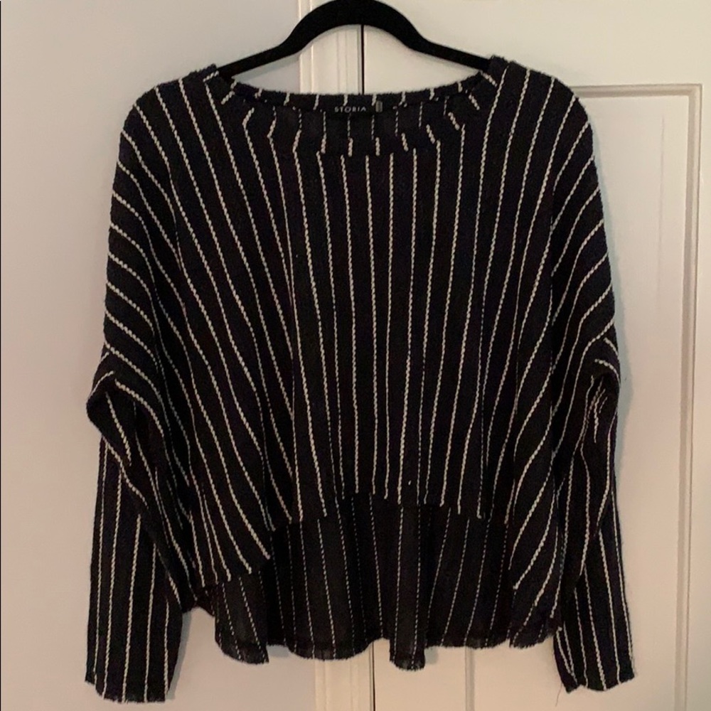 Navy with white stripes summer knit sweater